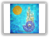 Castle on Ammonite  with Sun SOLD 30x30cm