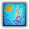Castle on Ammonite  with Sun SOLD 30x30cm